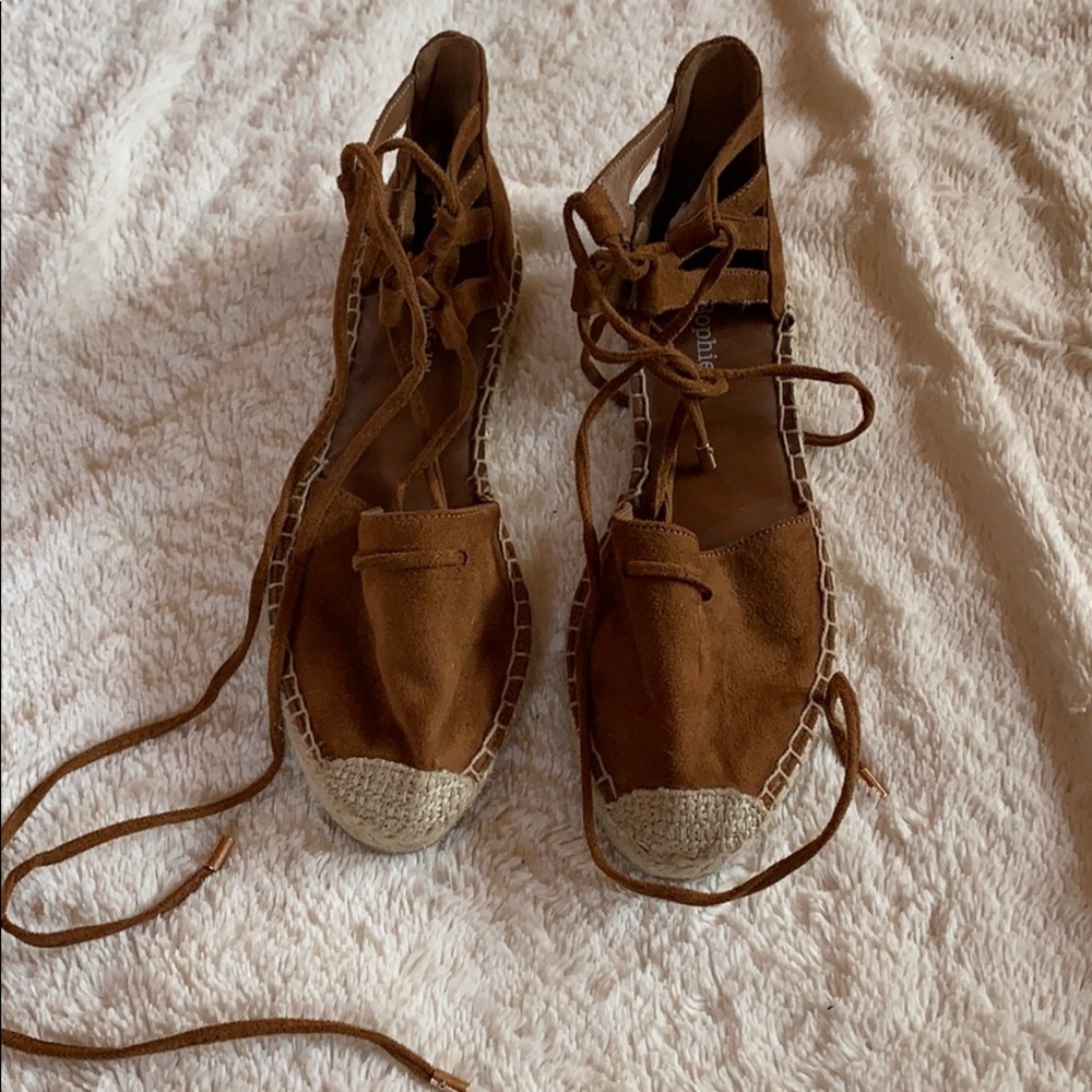 NWOT Brown Suede Lace Up Espadrilles